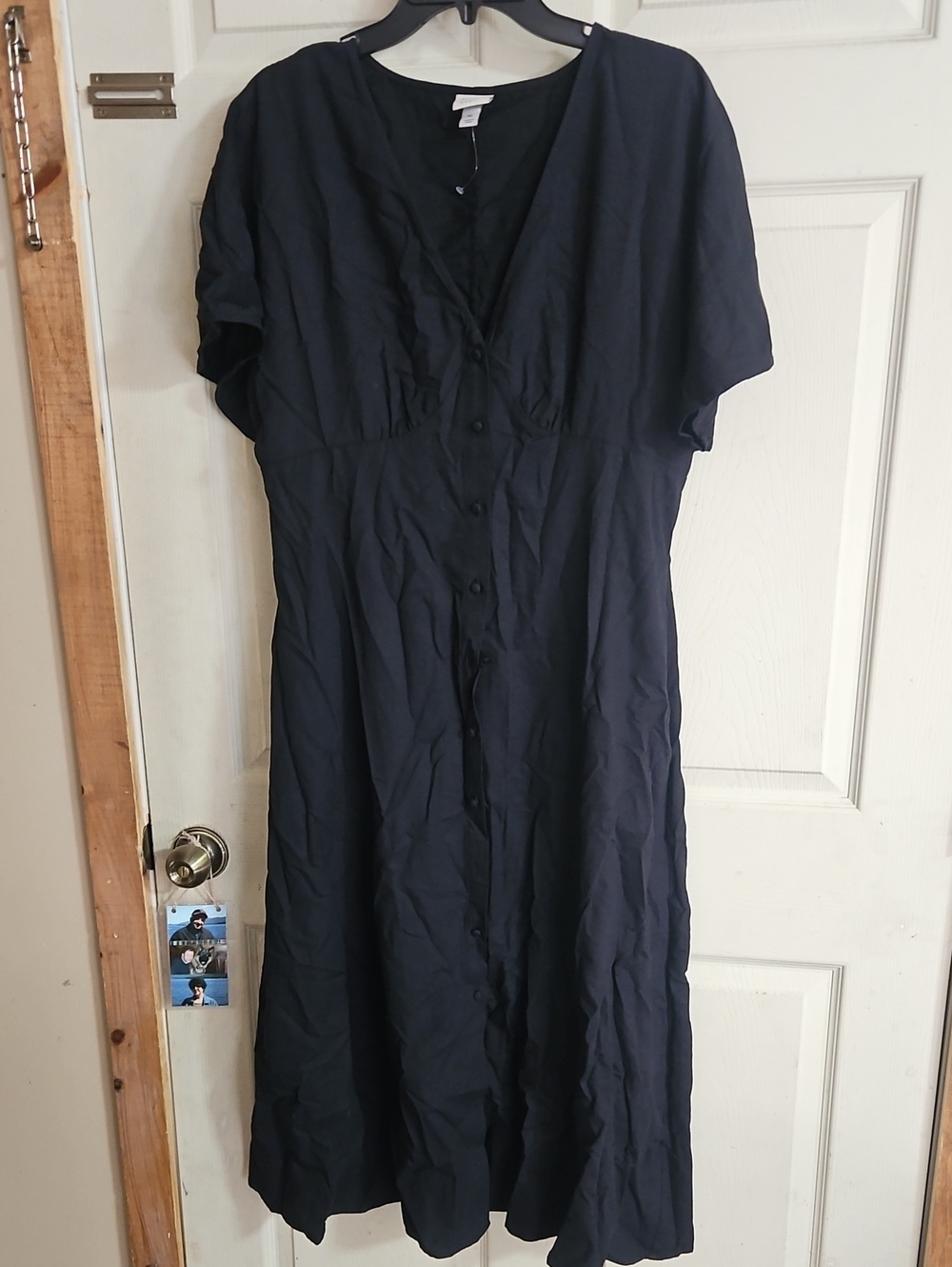 A NEW DAY BLACK BUTTON DOWN DRESS: NEW/MISSING 1 BUTTON: SIZE XL
